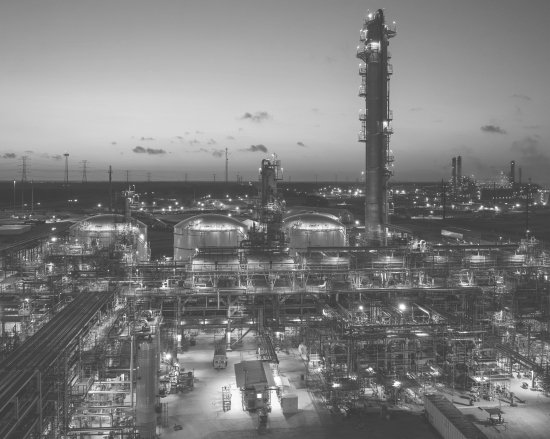 A skyline view of an industrial site