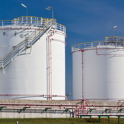 An aerial view of a refinery