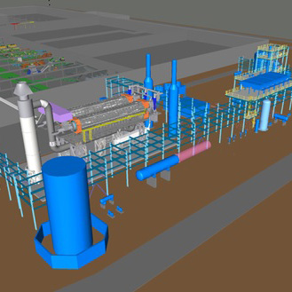 A 3D model of Freepoint Eco-Systems's advanced recycling facility