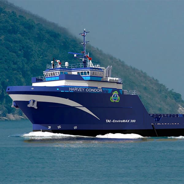 The blue Harvey Condor ship